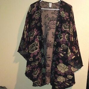 Floral Le Musa Shrug/Pancho Open Front Sweatshirt Winter OS